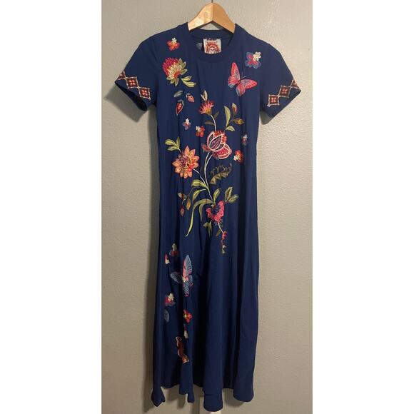 Johnny Was Dresses & Skirts - Johnny Was Gracey Crew Neck Swing Dress Womens XXS Embroidered Floral Butterfly